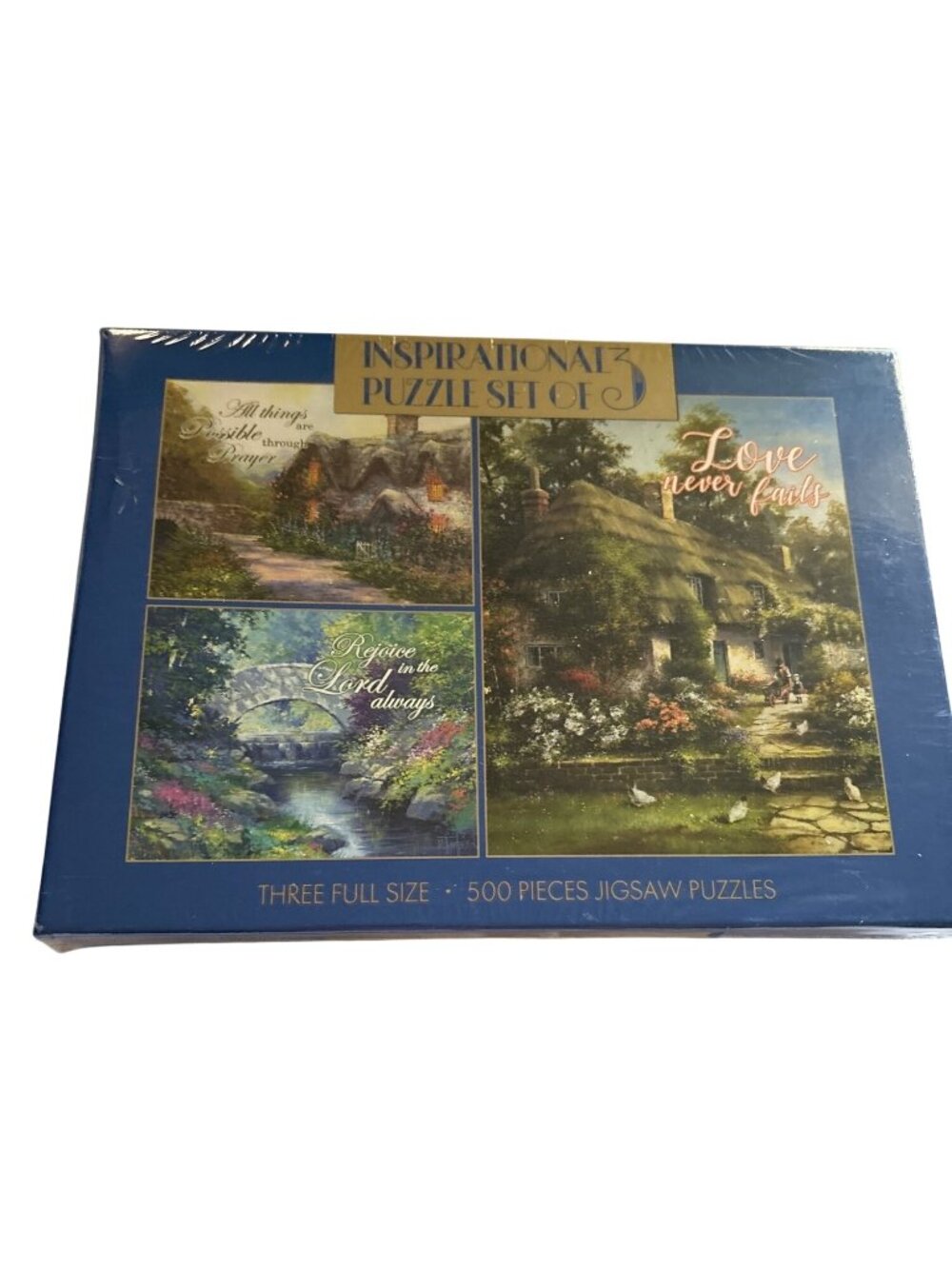 Inspirational Puzzle Set Of 3 Full-Size 500-Piece Jigsaw Puzzles Cottage Nature